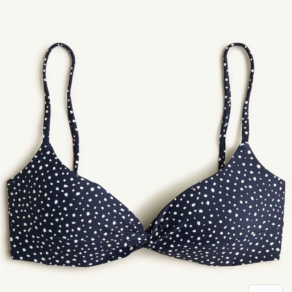 J. Crew Twist Bikini Navy Dot Swim Top New Nwt Size 3x Bh536